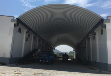 浙江舟山粮库拱形波纹钢屋盖罩棚工程