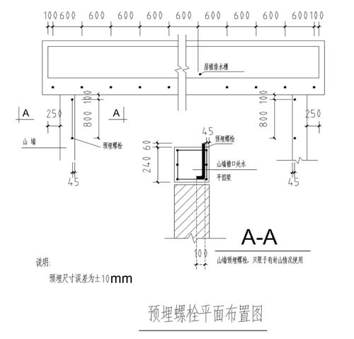 拱形屋顶预埋件螺栓安装图